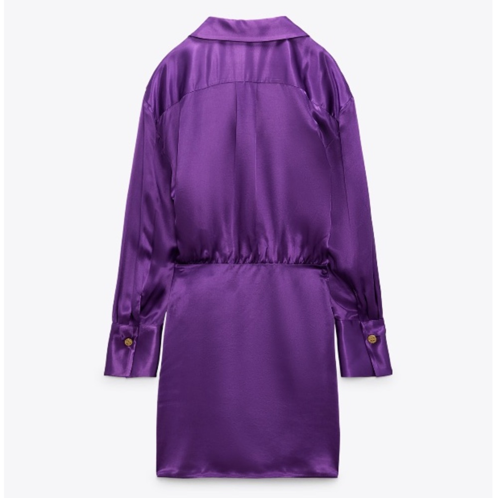 NEW! Zara Purple Belted Wrap Dress - Picture 2 of 12